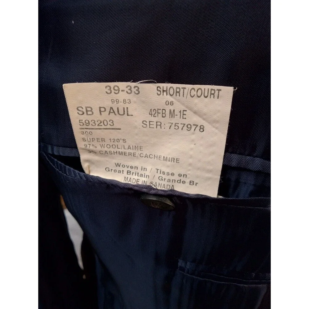 Paul Stuart Men's 39S Blazer Subtle Herringbone Wool Cashmere Blend Suit Jacket